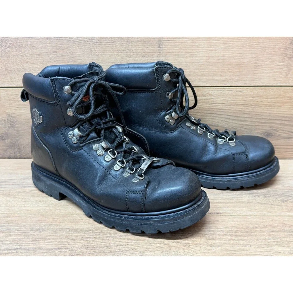 Harley Davidson 91610 Dipstick 6” Riding Boot Men Size 9.5 Black Lace-up Leather